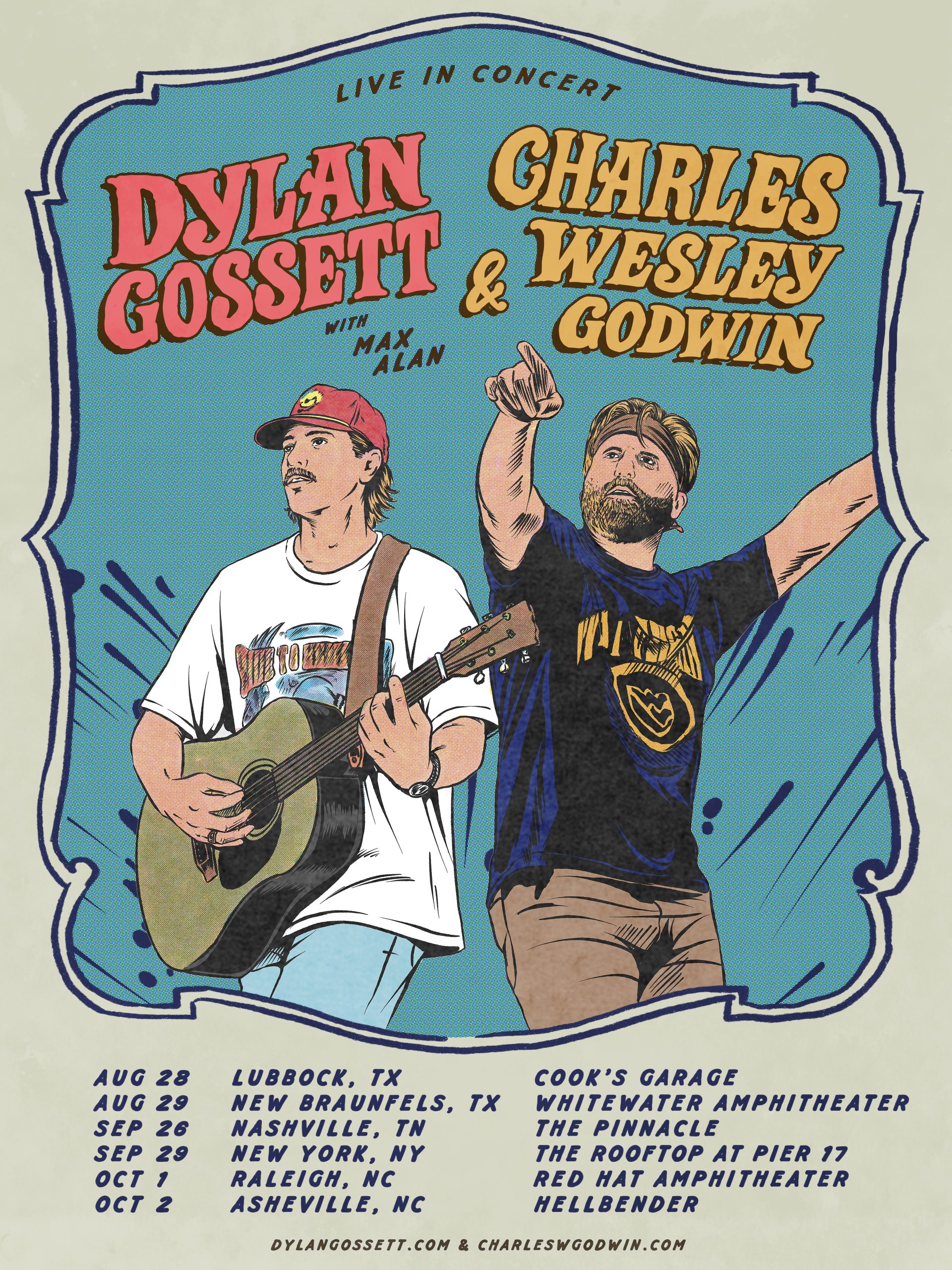 Dylan Gossett 2026 & 2027 concert poster